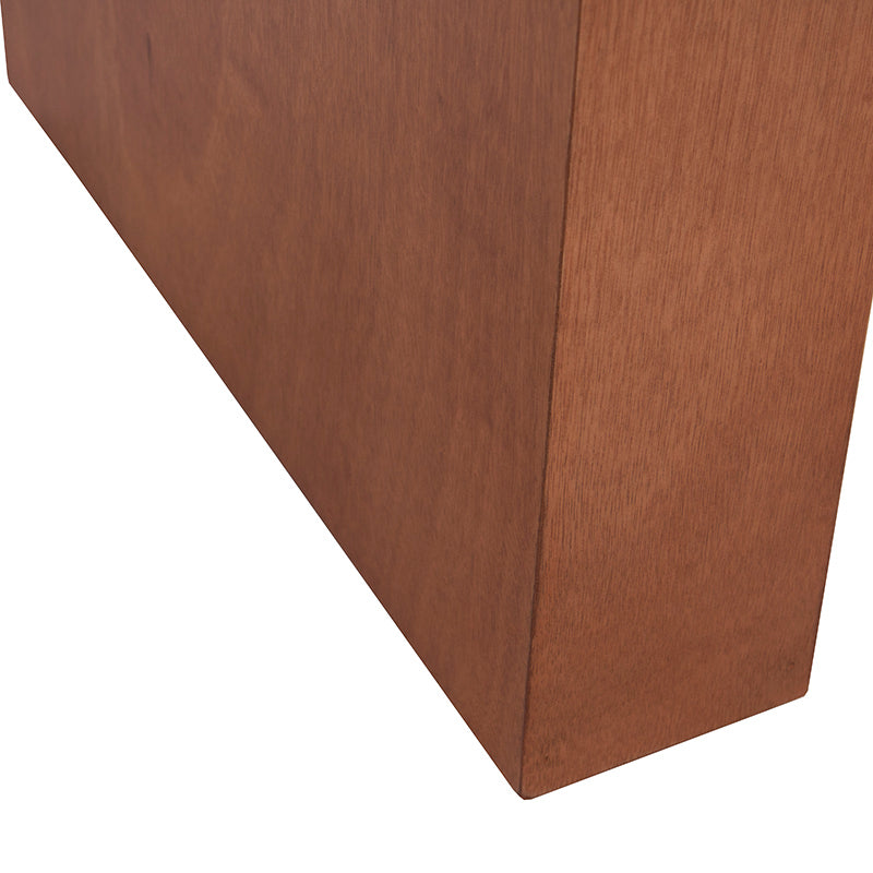 Mesa de comedor Tamayo deuropé, con estructura de caoba, chapa de madera, encimera de mármol y dimensiones de 200x80x110 cm.