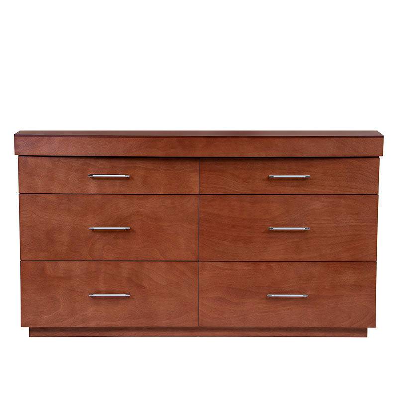 Juego de recámara Armenia de 5 piezas con cómodas color café almendra y chapa de okumé, muebles modernos y elegantes.