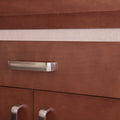 Cómoda Siena de madera de Banak, acabado en color café almendra con franja de leather touch, 160x90x45 cm, de deurope.com.mx