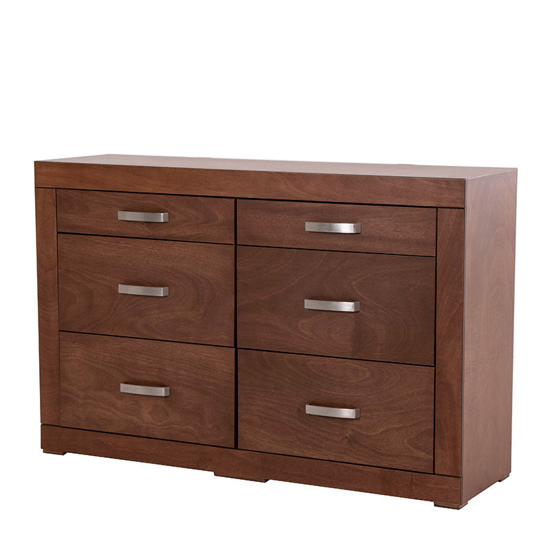 Cómoda México de color nogal con chapa de okume, frente de 140 cm, altura de 90 cm y fondo de 40 cm, de Deurope.