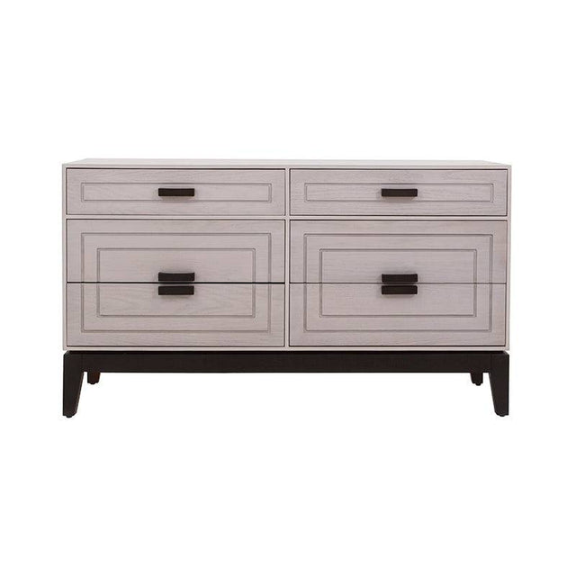 Cómoda Infinity de Deurope con acabado en madera gris y encino, 140 cm de ancho, 80 cm de alto y 40 cm de fondo.