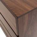 Cómoda Kenia de madera industrializada en color nogal, con puertas y cajones, medida 100x90x40 cm, estilo moderno y funcional.