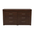 Cómoda Boston de madera oscura con acabado industrial, frente con 3 cajones grandes y estructura robusta en estilo moderno.