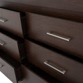 Cómoda Boston de madera oscura con diseño industrial, 160 cm de ancho, 90 cm de alto y 46 cm de fondo, en un estilo moderno.