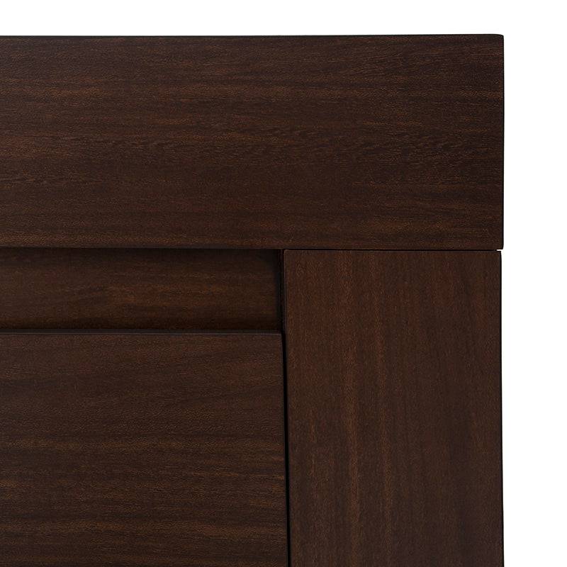 Cómoda Boston de madera oscura con diseño industrial, frente de 160 cm de ancho, 90 cm de alto y 46 cm de fondo.