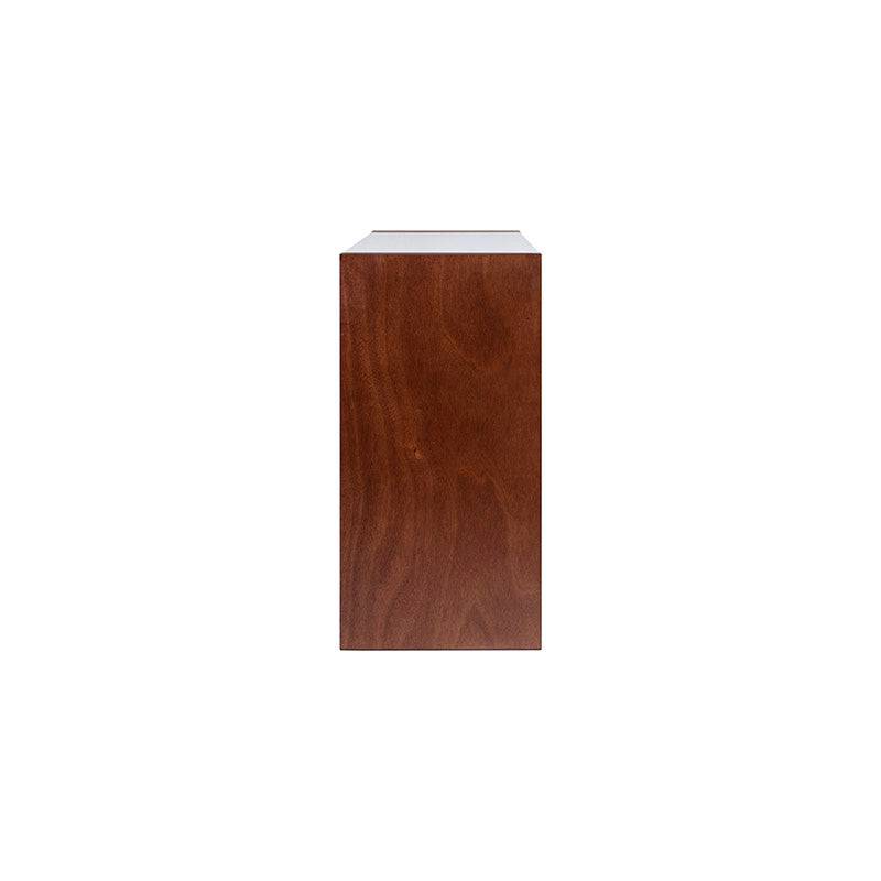 Cómoda Mond de madera de caoba con placa de mármol, diseño elegante en tono tabaco, frente amplio de 160 cm, altura 80 cm.