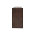 Consola Ripol deorope.com.mx en acabado gris oscuro y madera industrializada enchapada en encino, estilo moderno y elegante.