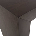 Consola Ripol de color gris ash y madera industrializada enchapada en encino, estilo moderno y elegante.