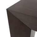 Consola Ripol de estilo industrial en madera enchapada en encino gris oscuro, perfecta para decorar espacios modernos.