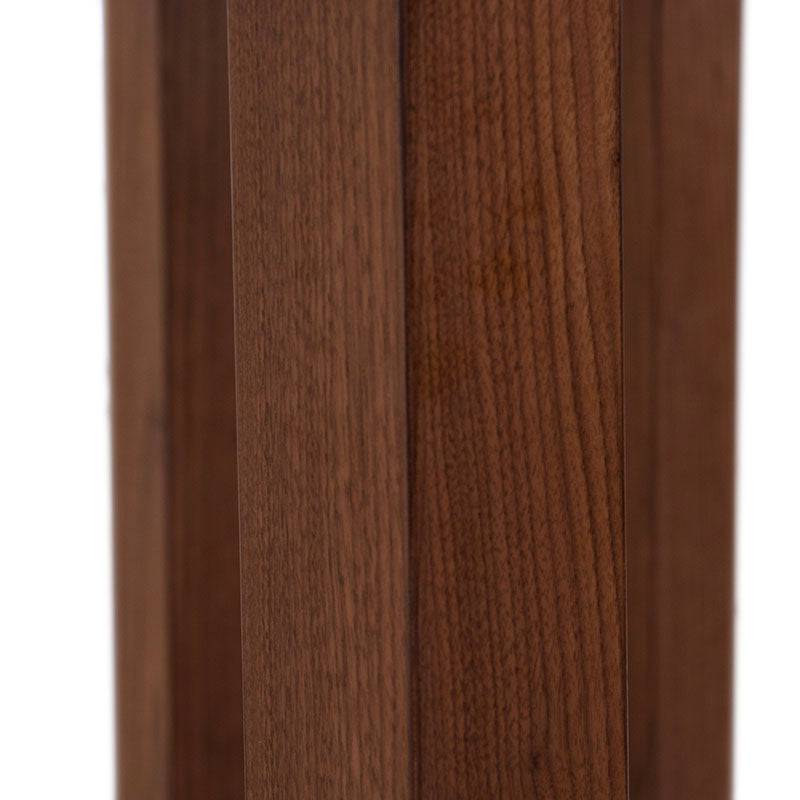 Consola Merlot deurope.com.mx en chapa de nogal con cubierta de cristal, estructura en nogal, medidas 140x80x40 cm.