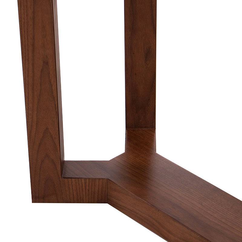 Consola Merlot deurope.com.mx de madera de nogal con cubierta de cristal, estructura en chapa de nogal, medidas 140x80x40 cm.