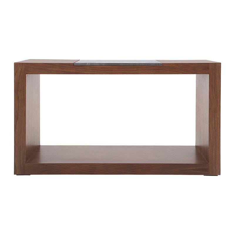 Consola Berne de estilo clásico en nogal gris con placa de mármol, dimensiones 140x80x40 cm, de la marca deurope.com.mx.