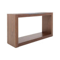 Consola Berne de madera nogal y chapa gris con placa de mármol, 140 cm de largo, en un entorno moderno y elegante.