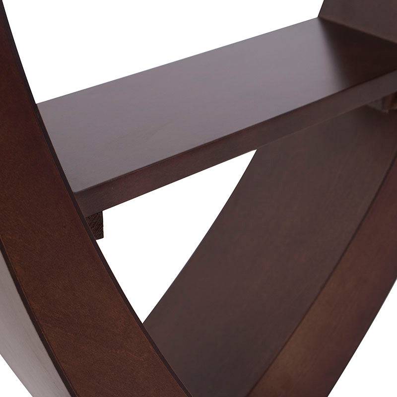 Consola Burj de madera nogal y cristal, con diseño elegante y moderna, mide 130 cm de ancho, 83 cm de alto y 42 cm de profundidad.
