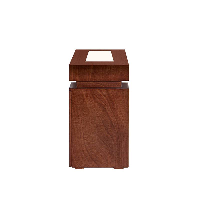 Consola Tamayo de estilo clásico con acabado en chapa de caoba y placa de mármol, dimensiones 140x75x40 cm, deurope.com.mx