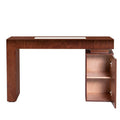 Consola Tamayo deurope.com.mx en madera de caoba con placa de mármol, mide 140x75x40 cm, diseño elegante y funcional.