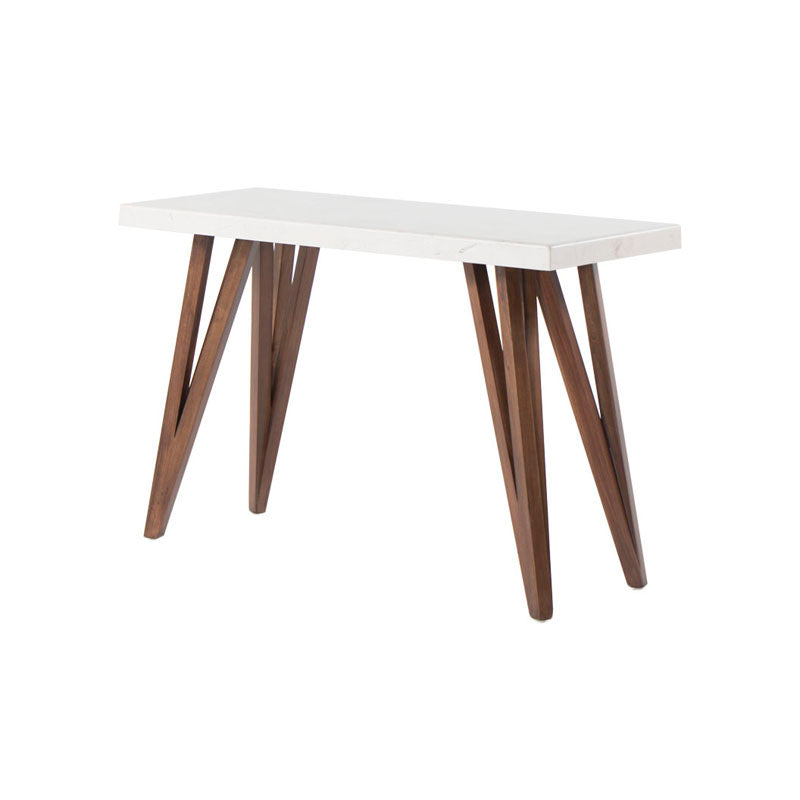 Consola Aragón de madera de poplar con superficie de mármol, estructura elegante, tamaño 120x78x45 cm, de deurope.com.mx
