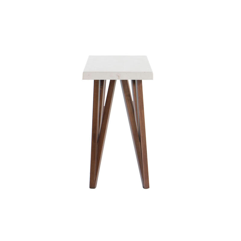 Consola Aragón de deurope.com.mx, estructura en madera de poplar y cubierta de mármol, 120 cm de ancho, diseño elegante y moderno.