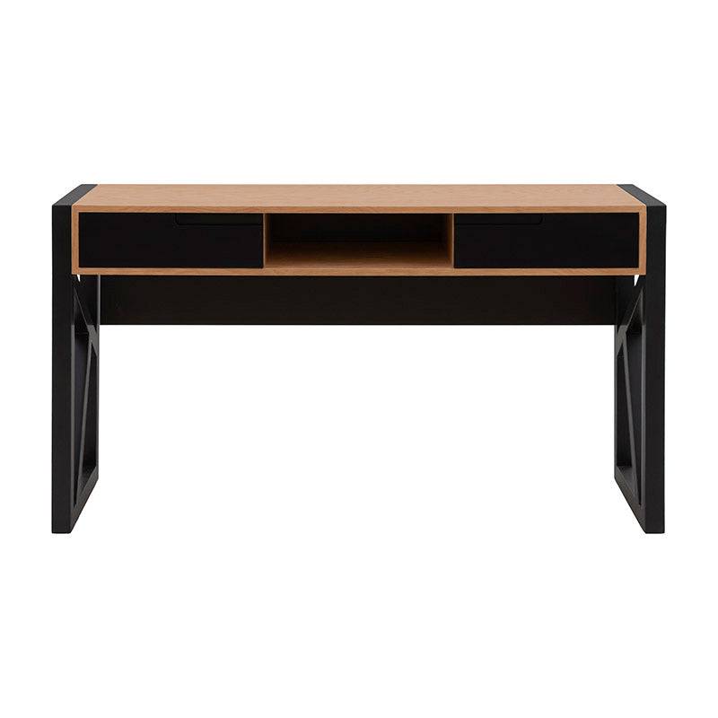 Escritorio Celta de madera industrializada en acabado natural y negro, con dimensiones de 140x77x50 cm, de deurope.com.mx