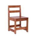 Silla para escritorio Texas de madera industrializada en color nogal, con respaldo y asiento acolchado.