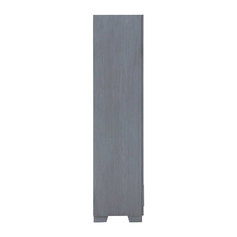 Espejo de pie Durham de madera de pino gris claro con marco grabado, altura 175 cm y fondo 41 cm, para decoración de interiores.
