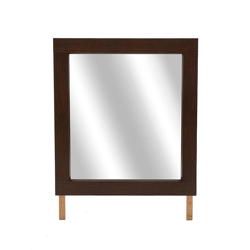 Espejo Boston de madera oscura, marco industrial, con superficie reflectante, tamaño 80x110 cm, en estilo moderno y elegante.