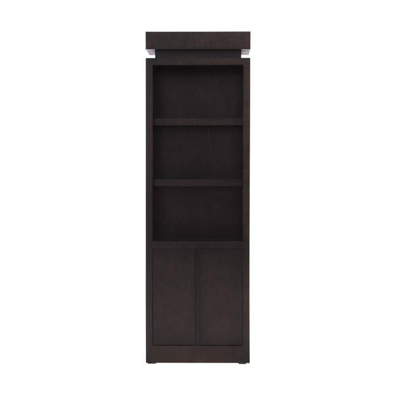 Librero Tamayo de 60cm de ancho en chapa de caoba con estantes abiertos, deurope.com.mx, mueble de almacenamiento elegante.