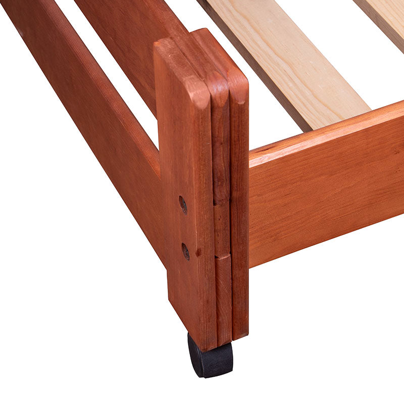 Cama baja Tenesse de literas en madera de pino nogal, con estructura industrializada y dimensiones 204x105x35 cm.