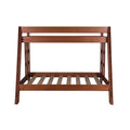 Litera Family de madera de pino en color nogal, con estructura resistente y diseño funcional para dormitorios familiares.