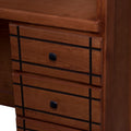 Cama alta Texas de Deurope con estructura de madera de pino en color nogal, frente y dimensiones de 204x167 cm.