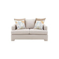 Juego de sala Tamayo de 2 piezas en tela beige claro, sofá loveseat con estructura y cojines cómodos.