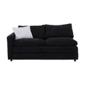 Juego de sala Lazy deurope.com.mx con sofá de tela negra, diseño moderno y tamaño compacto en vista frontal.