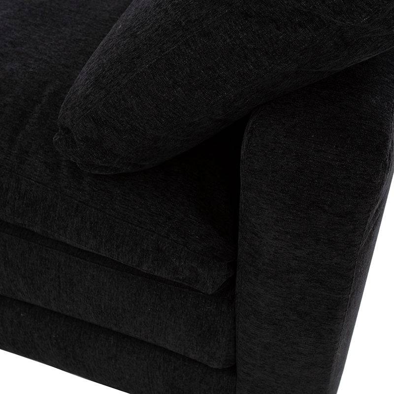 Módulo de sala Lazy Loveseat en tela negra, con respaldo y asiento acolchados, tamaño 172x90x94 cm, deurope.com.mx