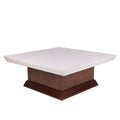Mesa de centro Mond de Deurope con tapa de mármol y acabado en caoba, dimensiones 100x43x100 cm, estilo moderno y elegante.