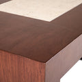 Mesa de centro Tamayo de madera con chapa de caoba y placa de mármol, 120 cm de largo, 45 cm de alto, 60 cm de fondo.