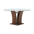 Mesa de comedor Tulip de madera nogal con cubierta de cristal, diámetro 140 cm y altura 78 cm, deurope.com.mx
