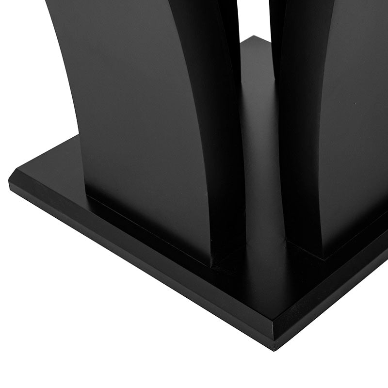 Mesa de comedor Tulip de madera nogal con cubierta de cristal, diámetro 140 cm y altura 78 cm, deurope.com.mx