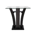 Mesa lateral Tulip de madera nogal con estructura de metal, cubierta de cristal, dimensiones 60x50x60 cm.