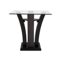 Mesa lateral Tulip de madera Nogal con cubierta de cristal, frente de 60 cm, altura de 50 cm y fondo de 60 cm, diseño elegante.