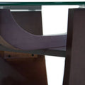 Mesa lateral Burj de madera nogal con tapa de cristal, 60 cm de diámetro y 62 cm de altura, estilo moderno y elegante.