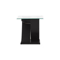 Mesa lateral Burj de madera nogal con cubierta de cristal, 60x62x60 cm, diseño moderno y elegante.