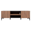 Mueble para TV Lazy de color negro nogal, de madera industrializada con chapa de melamina, 160 cm de ancho y 54 cm de alto.