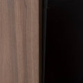 Mueble para TV Lazy de color negro nogal, de madera industrializada, con espacio para televisión y almacenamiento, 160 cm de ancho.