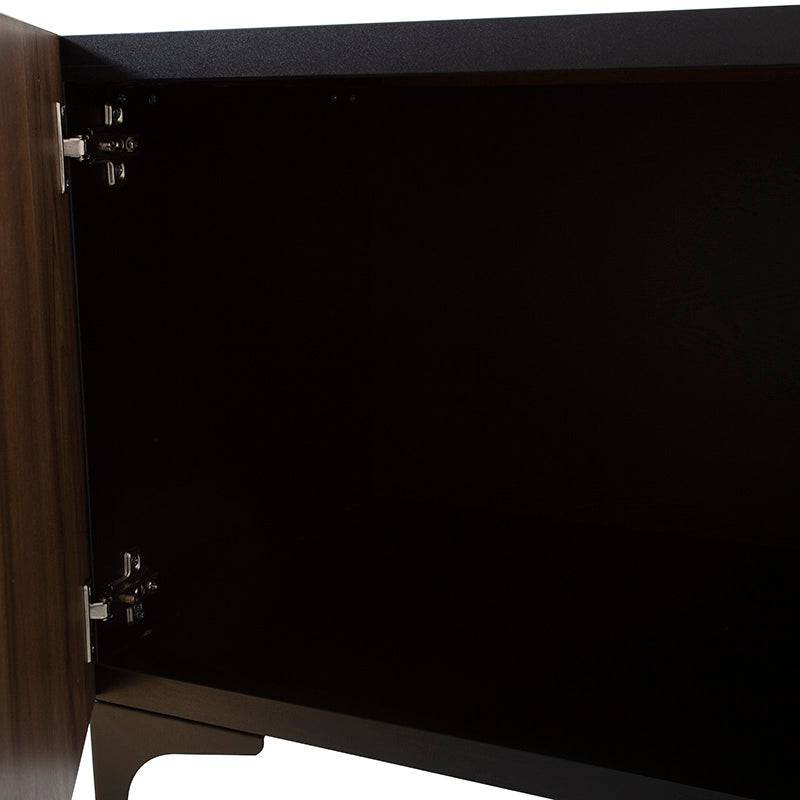 Mueble para TV Lazy deDeurope.com.mx en color negro nogal, madera industrializada, frente de melamina, tamaño 160x54x40 cm