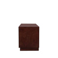 Mueble para TV Quebec de madera de nogal, encino y okumé, con acabado en chapa, frente de 140 cm, alto 60 cm y fondo 50 cm.