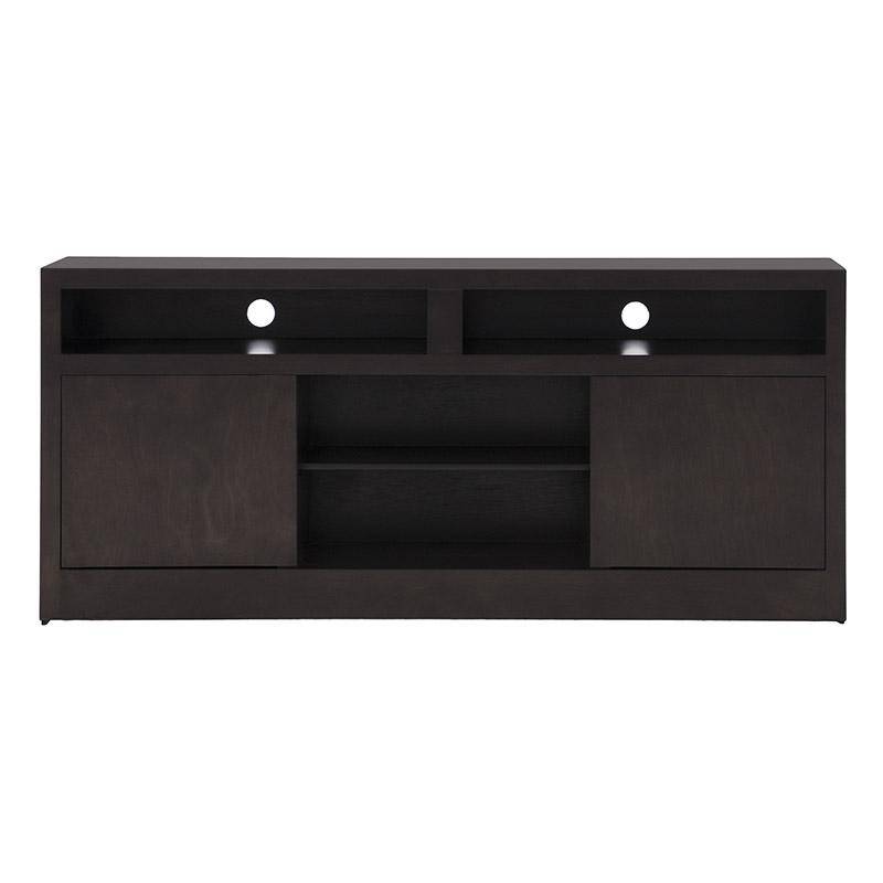 Mueble para TV Tamayo de madera de caoba en acabado tabaco, con 160 cm de ancho, 70 cm de alto y 30 cm de profundidad.