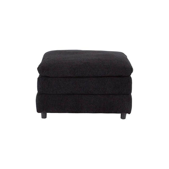 Juego de sala Lazy de 6 piezas con sofá y otomán en tela negra, dimensiones de 82x65x82 cm, estilo moderno y cómodo.