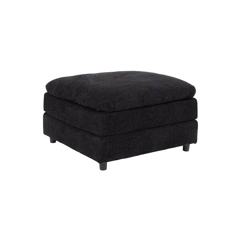 Otoman negro de tela para sala Lazy, módulo de sala de tejido plano, con dimensiones de 82x65x82 cm, deurope.com.mx