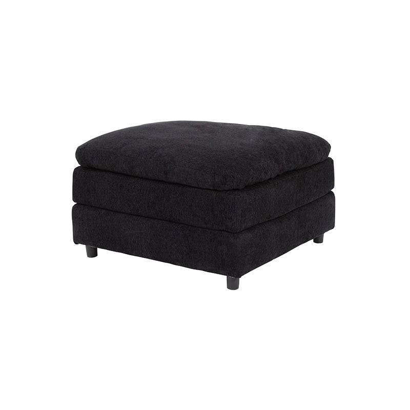 Otoman negro de tela para sala Lazy, módulo de sala de 82 cm de ancho, 65 cm de alto y fondo, deoupe.com.mx