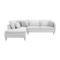 Sala Jess con chaise de tapiz marfil, sofá de tela con chaise longue, dimensiones 280x93x238 cm, deurope.com.mx